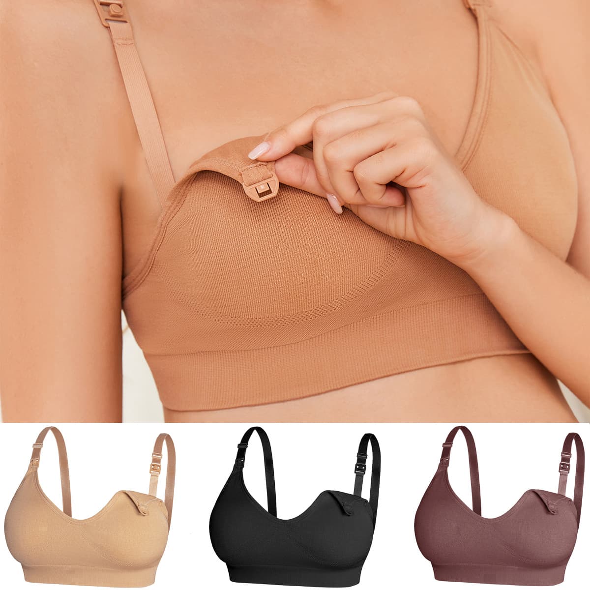 Maternity Nursing Bra Sexy Front-Open Seamless Feeding Bra Comfortable Bra Cup