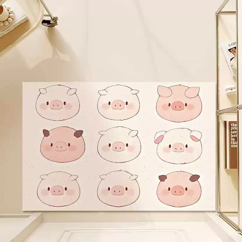 Cute adorable pet floor mat living room bedroom bathroom silk ring foot mat manufacturers absorbent non-slip tailoring pig floor mat