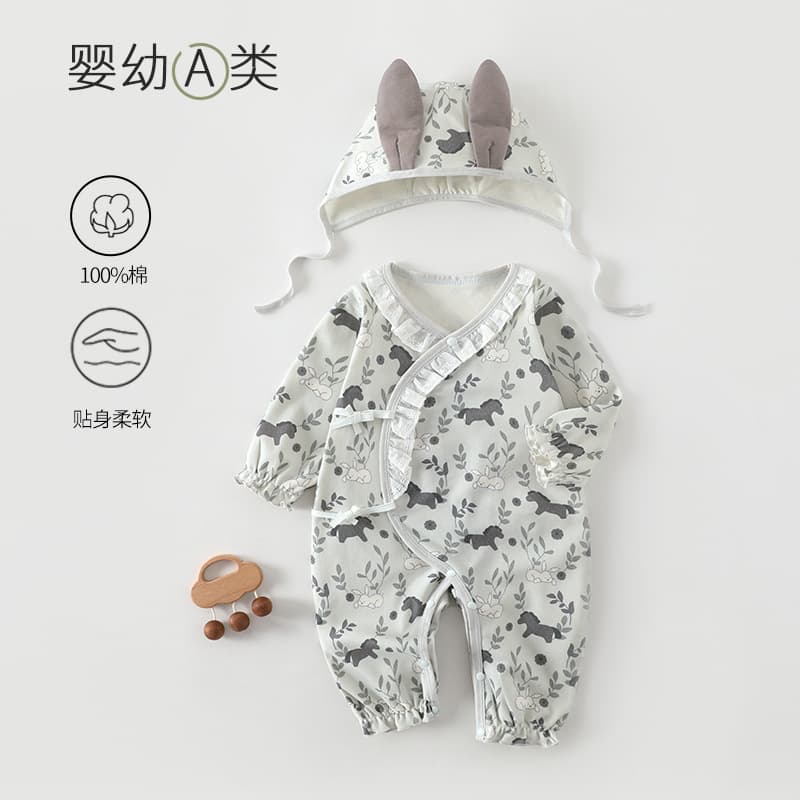 Baby Class A Newborn Butterfly Romper Four-Season Onesie for Boys and Girls Baby Bodysuit Crawling Suit Anyang Baby Clothes