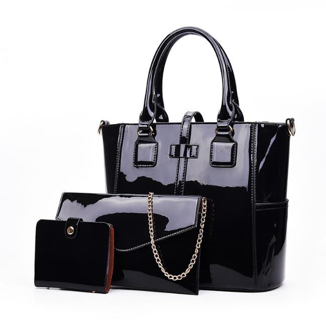 bags2025 new women's bag three-piece set mother-in-law bag Korean style patent leather fashionable handbag single shoulder women's bag card bag