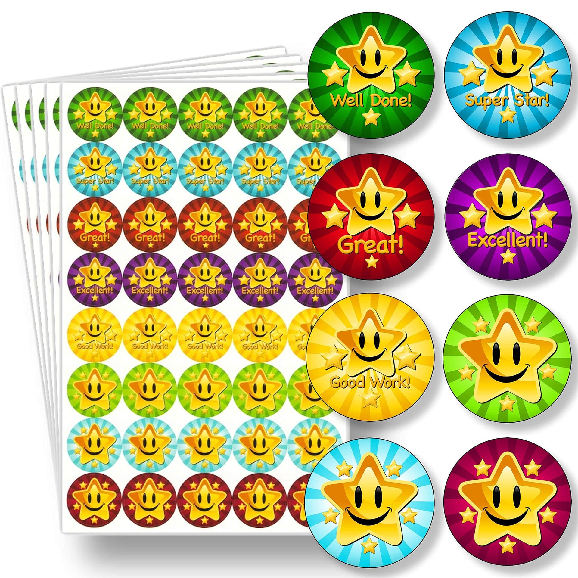 Children's Teacher Reward Stickers 1-Inch Good Behavior Praise Stickers for School Use