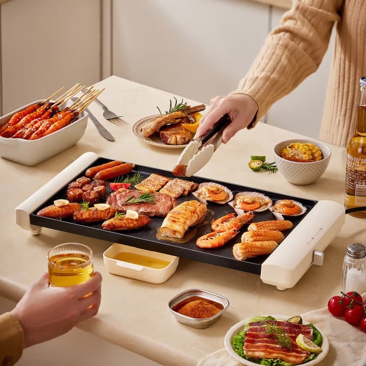 Bear Electric Grill DKL-F15P7, Household Smokeless Barbecue Oven with Electric Roasting Pan