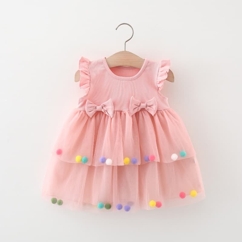 Live Supply Children's Dress Girls Summer Baby Toddler Princess Dress with Colorful Ball Tulle