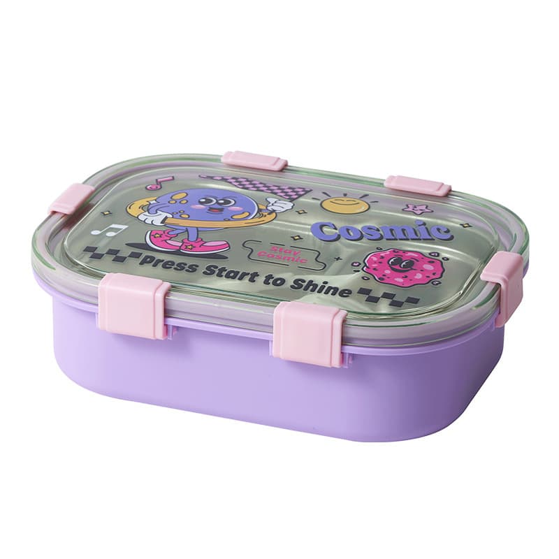 Kids Fun Robot Print Lunch Box Baby Food Container Toddler Bento Box Divided Compartments Anti-Odor Bento Box