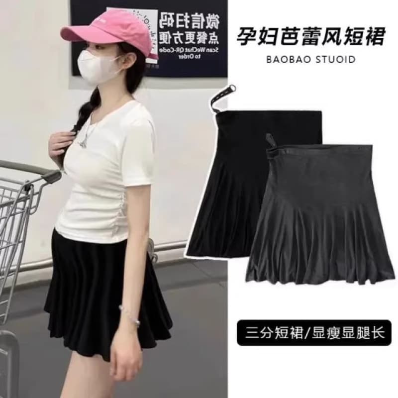 New summer maternity short skirt, ballet style, thin umbrella skirt, anti-exposure, maternity support short skirt