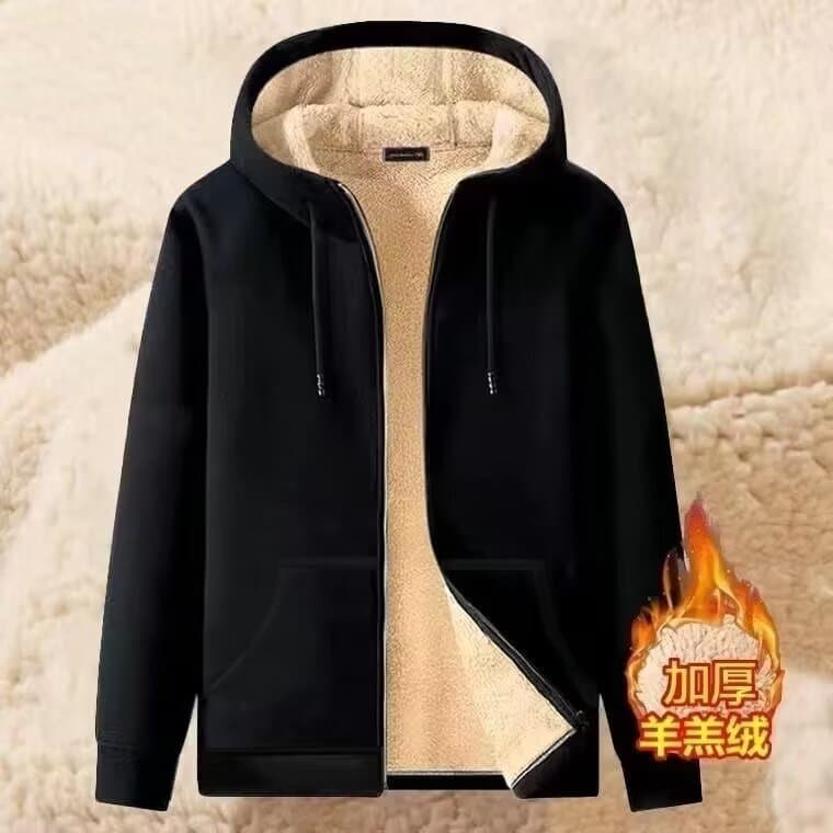 Autumn and winter velvet thickened sweatshirt 360g men's sherpa jacket loose hooded cardigan student jacket winter