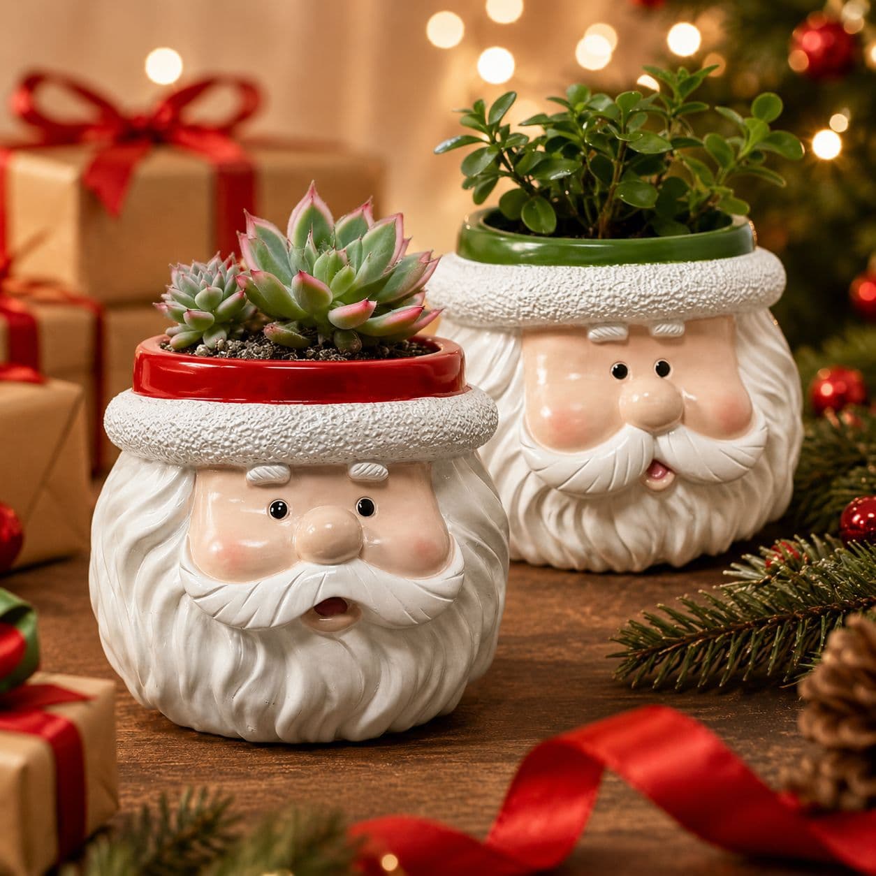 Cross-Border Hot Selling Cartoon Snowman Santa Claus Shape Succulent Plant Resin Small Flower Pot Festival