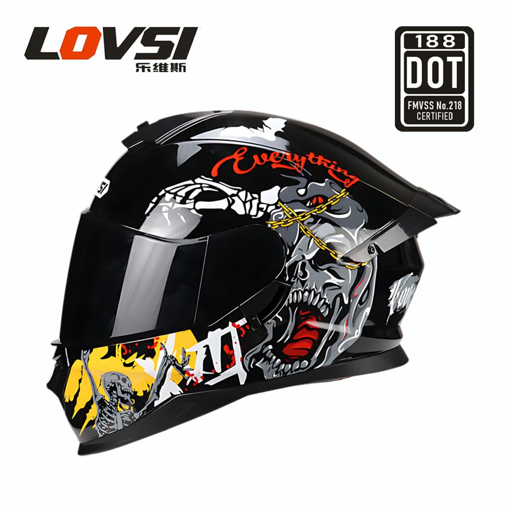 Motorcycle Helmet DOT Certified Men's Full-Face Helmet for Motorcycles, Suitable for Both Men and Women, All-Season Dual-Lens Helmet for Electric Vehicles