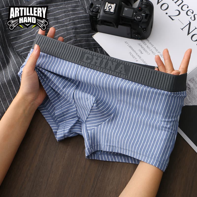 Drop Shipping Retro Striped Men's Briefs Slim Fit Boxer Shorts Breathable Cotton Trendy Men's Plus Size Boxer Briefs Summer