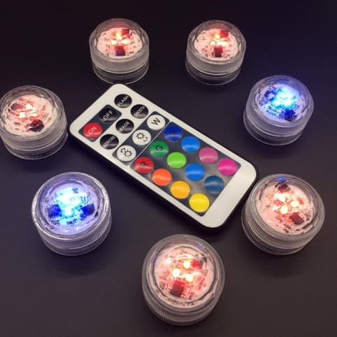 Waterproof Round Candle Light Small Replaceable Battery Colorful LED Submersible Candle Light Remote Control Night Light