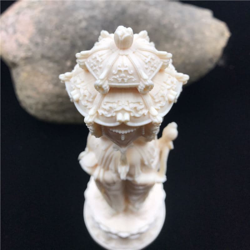 Fine Carved Ivory Nut Sculpture of Western Three Saints Amitabha Buddha, Home Living Room Car Decoration Craft Figurine