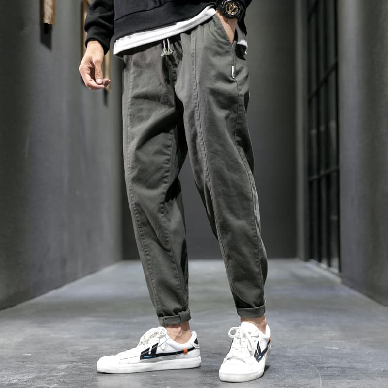 Men's Casual Cotton Denim Straight Leg Pants Workwear Korean Style Trendy All-Match Student Sports Trousers