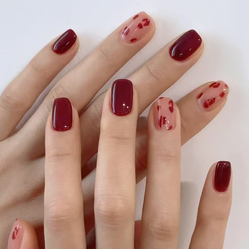 Ice Red Leopard Cute Sweet Girl Fashion Joker Detachable Wearable Nail 24 Pieces