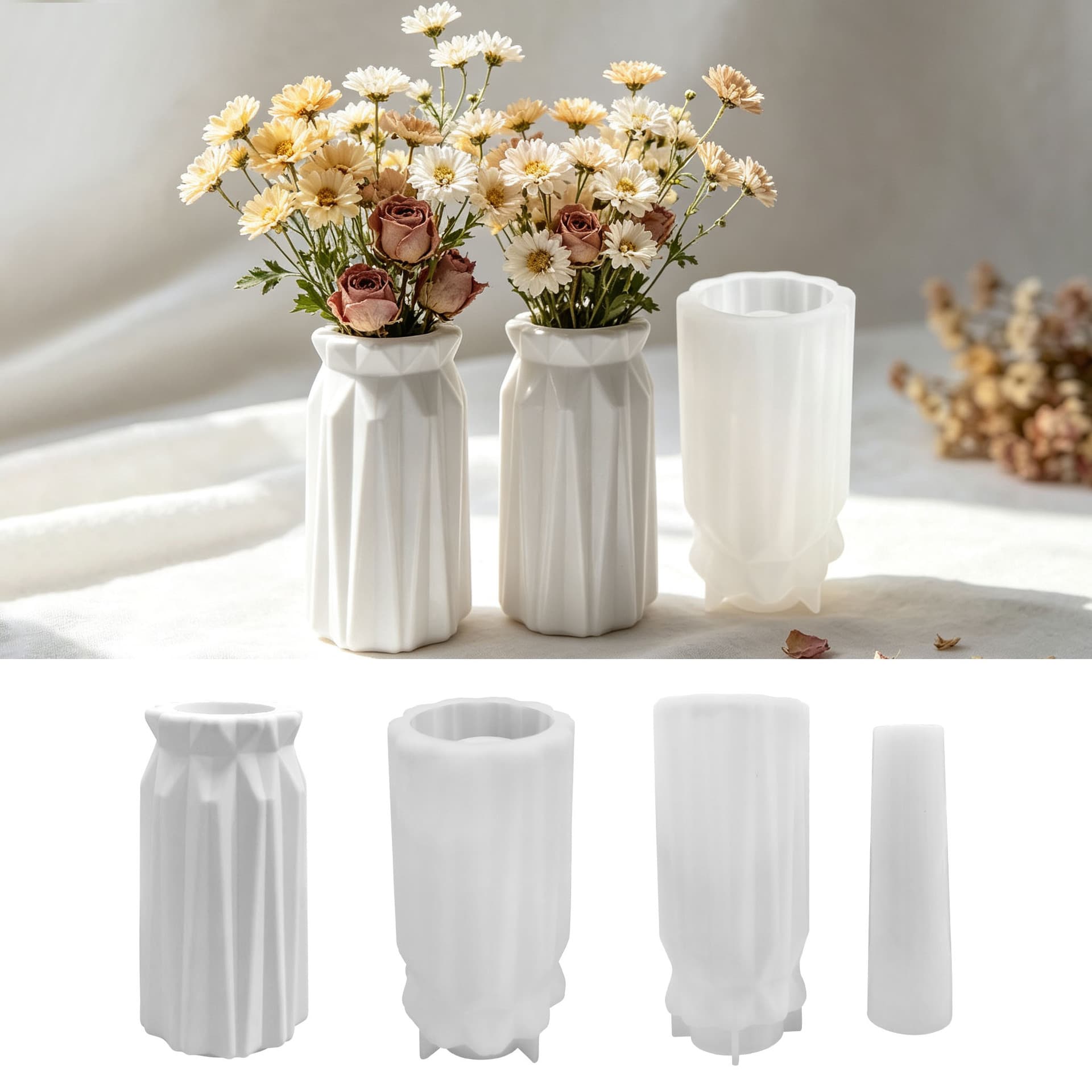 Jiahuimei crystal glue resin vase ornaments decorative silicone mold diy plaster flower arranging tool