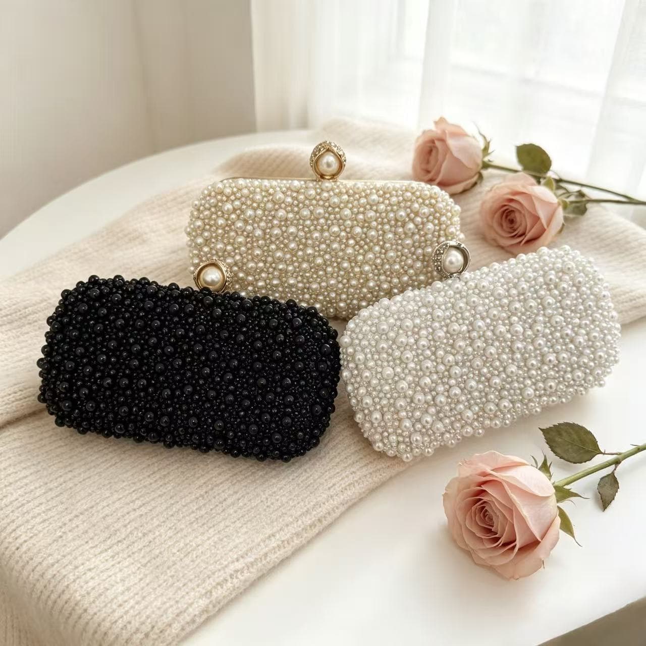 Cross-Border Women's Evening Bag, Vintage Pearl Cheongsam Clutch, Cocktail Party Prom Dress Bag
