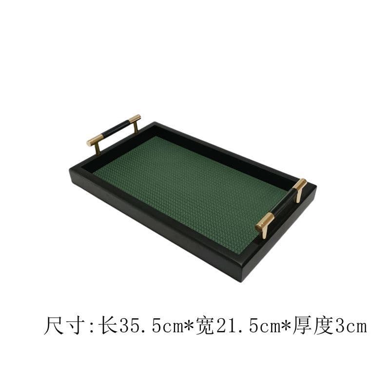 Modern Leather Aroma Tray for Entryway, Bedroom, Living Room, Hotel Perfume and Cosmetic Storage Display, Solid Wood