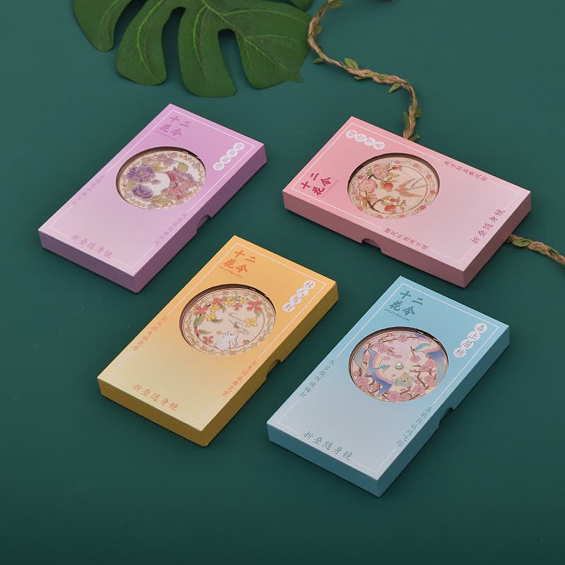 New Chinese style metal folding mirror portable mirror travel souvenir hand mirror classical cultural and creative flip makeup mirror
