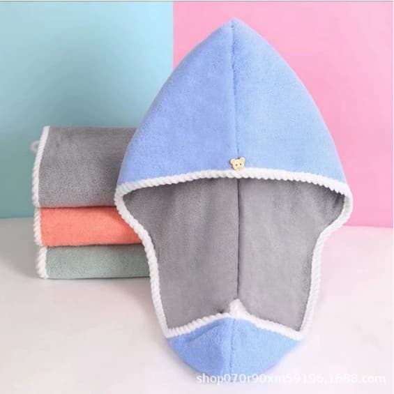 Double-layer Coral Fleece Thickened Hair Drying Cap for Adults, Children, and Students, Super Absorbent Quick-Dry Cute Hair Wrap