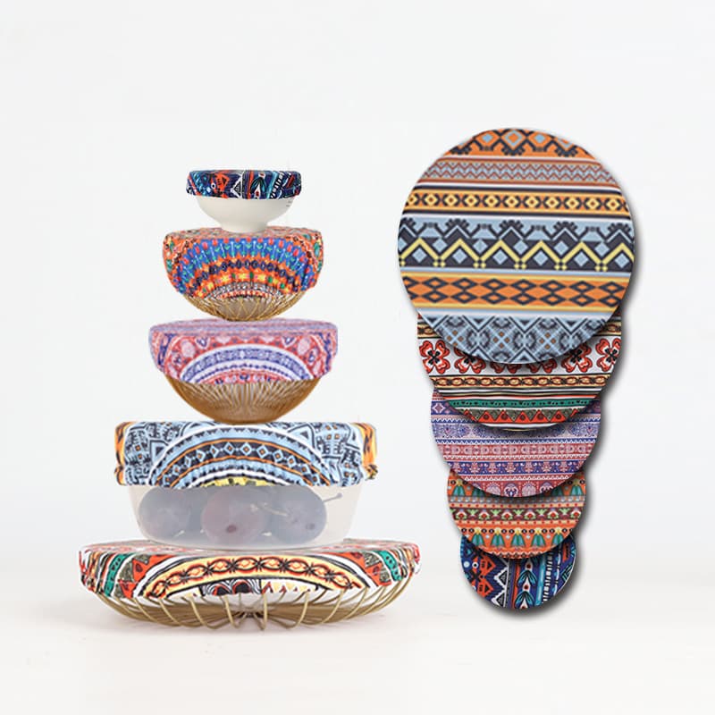 Cross-border bestseller cotton bowl covers, washable reusable salad bowl dust covers, printed fabric food protectors