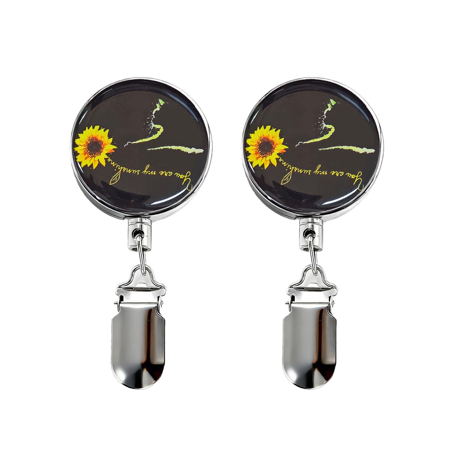 Sunflower Retractable Epoxy Metal Badge Reel Towel Clip Self-Adhesive No-Drilling Universal for Home