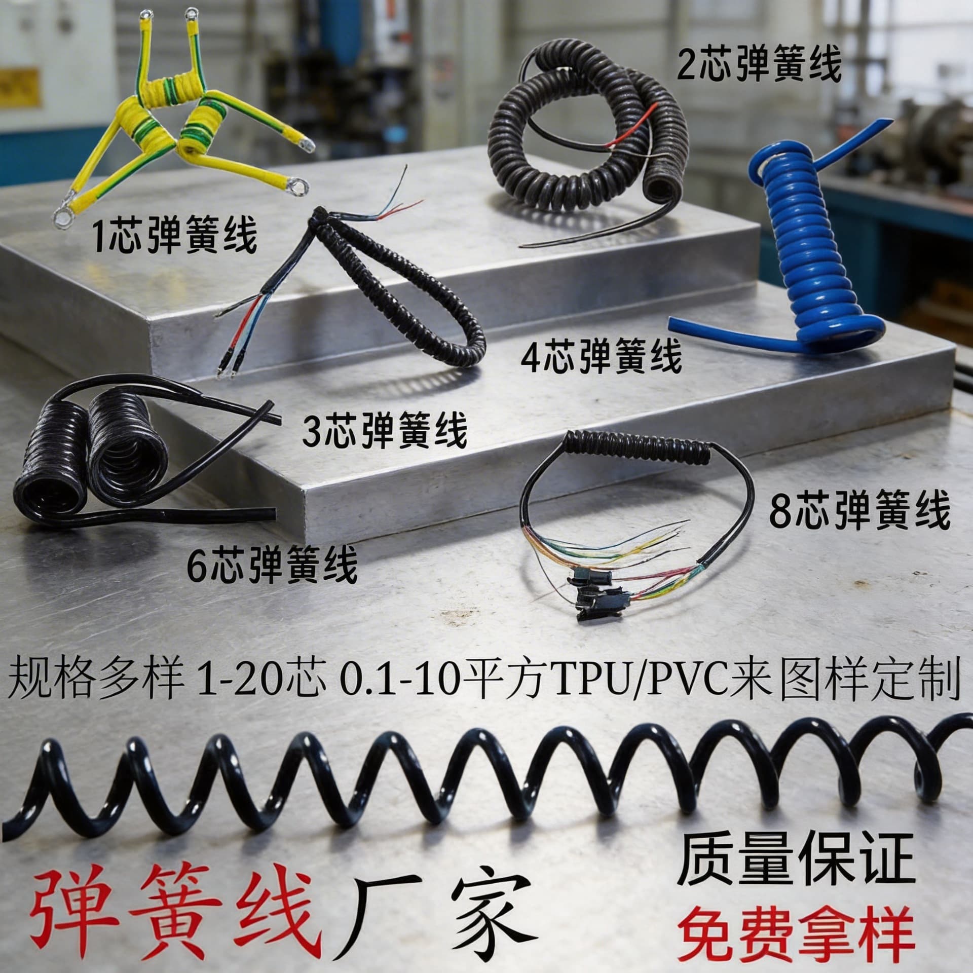 Source factory supplies TPU/PVC spring wire 2-core 3-core 4-core 5-core 6-core 8-core 0.1-10 square spiral wire