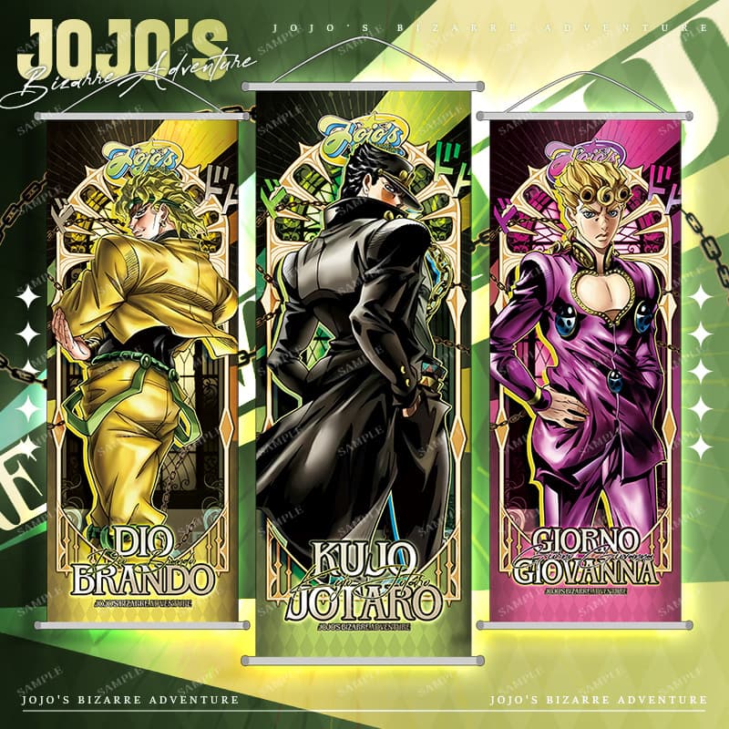 Anime JOJO Hanging Scroll Kujo Jotaro Merchandise Heat Transfer Satin JOJO's Bizarre Adventure Wall Hanging