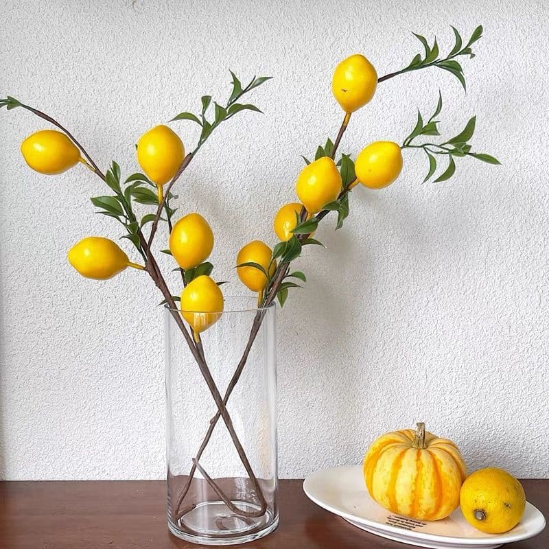 Artificial Lemon Tree with 5 Fruits, Ins Style Home Living Room Decoration, Fake Flowers for Clothing Store Showroom Photo Props