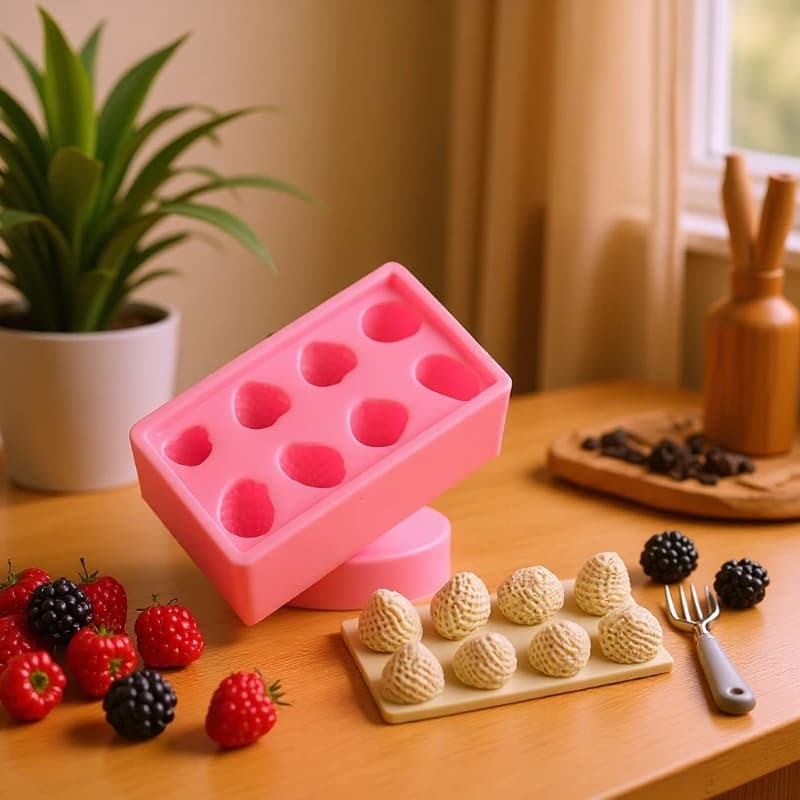 8-Cavity Strawberry Silicone Mold for DIY Chocolate Cake Fondant Baking Tools Epoxy Resin Plaster Soap Mold