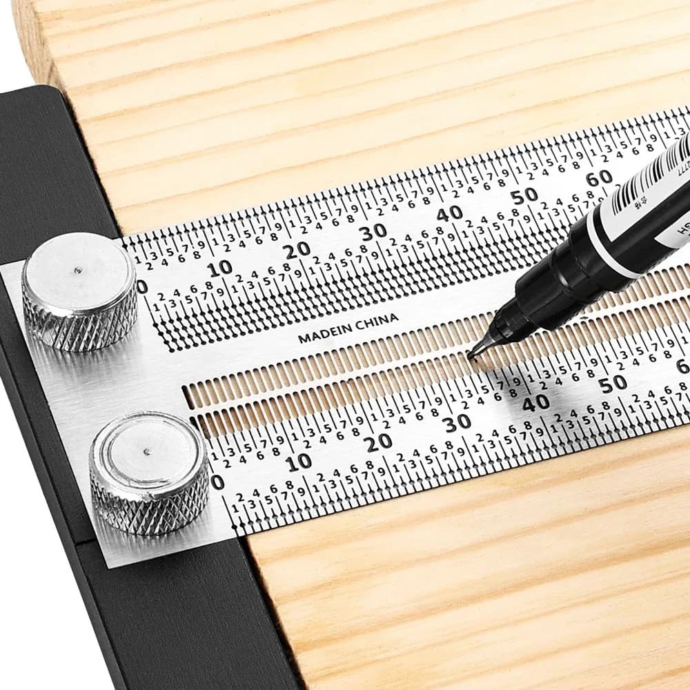 Stainless steel woodworking ruler, hole ruler, line ruler, scribing ruler, backing ruler, multi-functional woodworking tool
