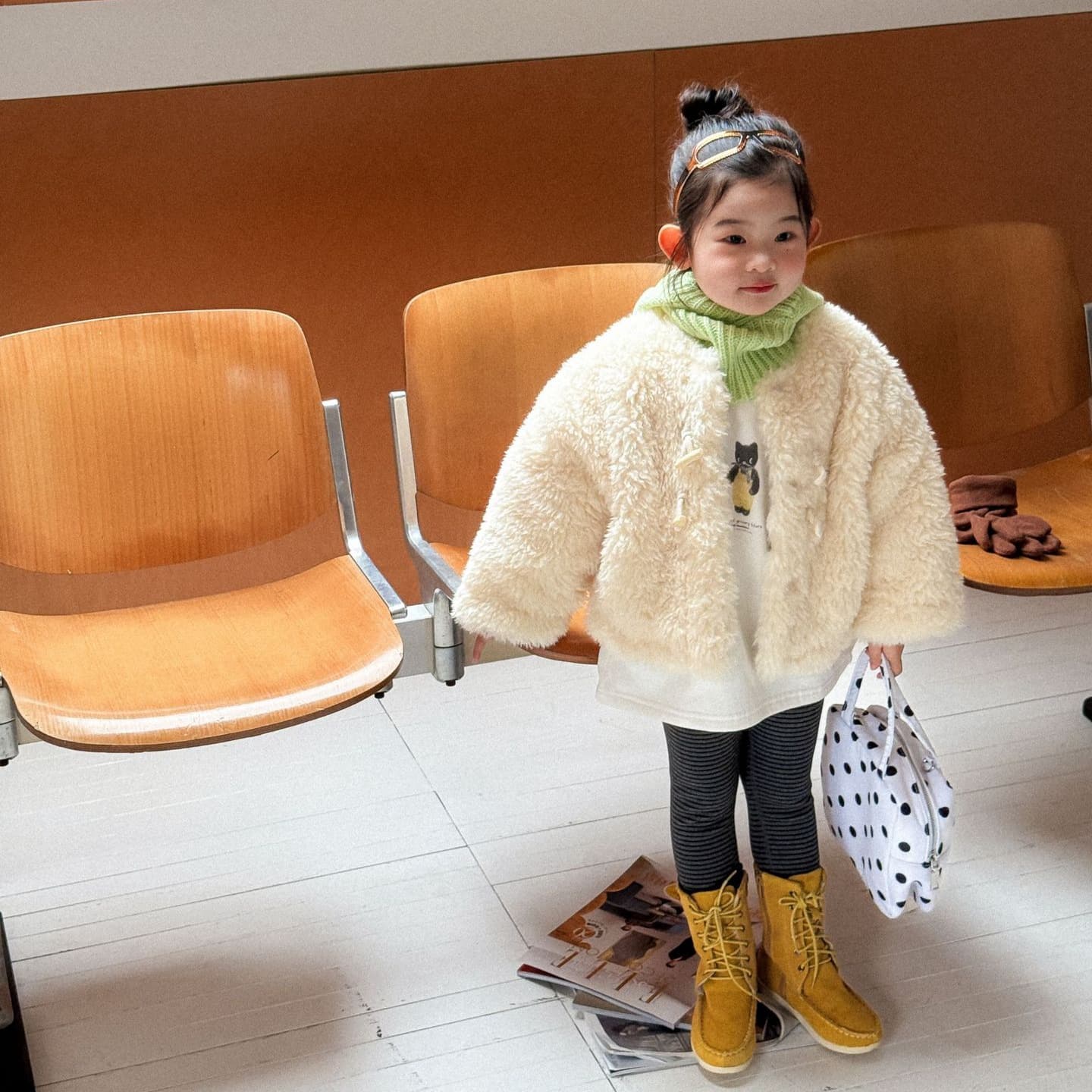 2025 Winter New Children's Clothing, Korean Style, Girls' Cotton-lined Sweater, Thick Winter Coat