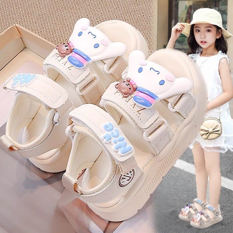 Children's Shoes Girls Sandals 2026 New Style Summer Kids Fashion Sandals Slides Girl Cinnamoroll Soft Sole Non-slip Beach Shoes