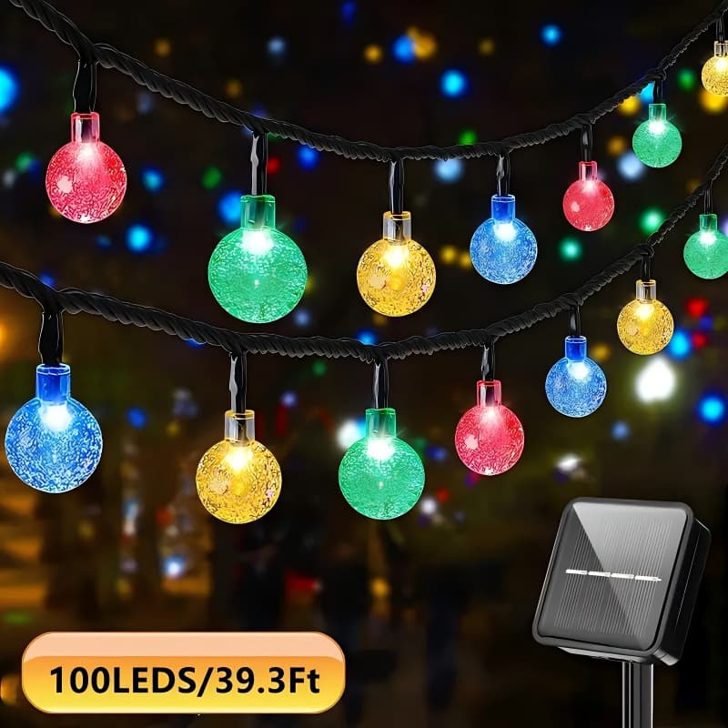 2026 New Cross-border Drop Shipping 100 LED Solar Crystal Ball Light String