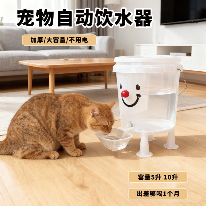 Cute Dopamine Pet Cat Automatic Water Dispenser, Thickened, No Electricity Needed, Large Capacity Cat Waterer
