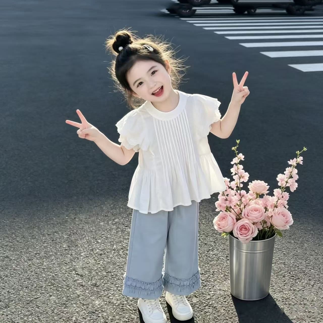Korean children's clothing girls summer shirt 2026 new high-end versatile children's high-end western style white shirt