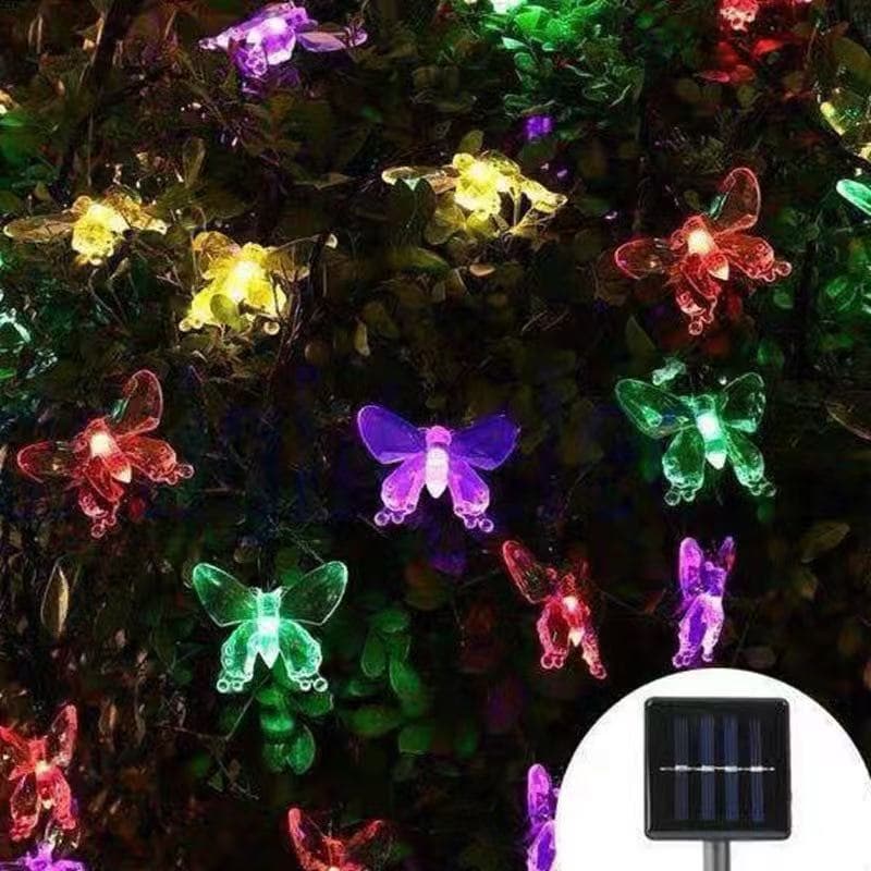 Cross-border LED Butterfly Lantern Solar Luminous Light String Outdoor Waterproof Arrangement Courtyard Decoration Colorful Light String