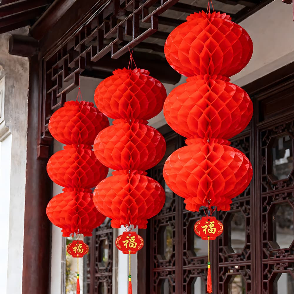 New Year Large Red Paper Lanterns for Wedding/Spring Festival Decor, Grand Opening Celebration Small Lantern Ornaments