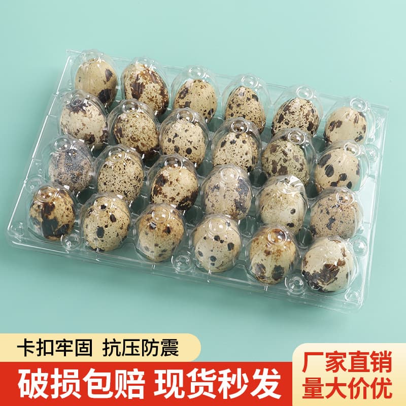 24-piece quail egg tray, thickened disposable transparent plastic box, shockproof quail egg packaging box, 100 pieces, free shipping.