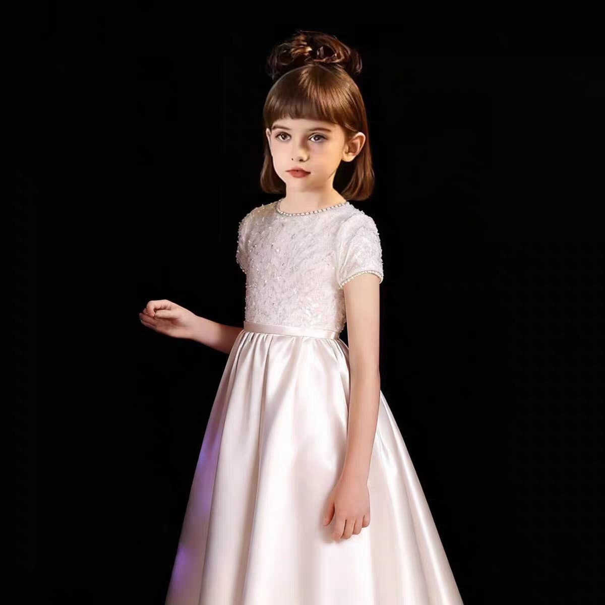 Girls' Formal Dress Little Host Princess Dress Children's Luxury Piano Performance Outfit High-End Black Evening Gown