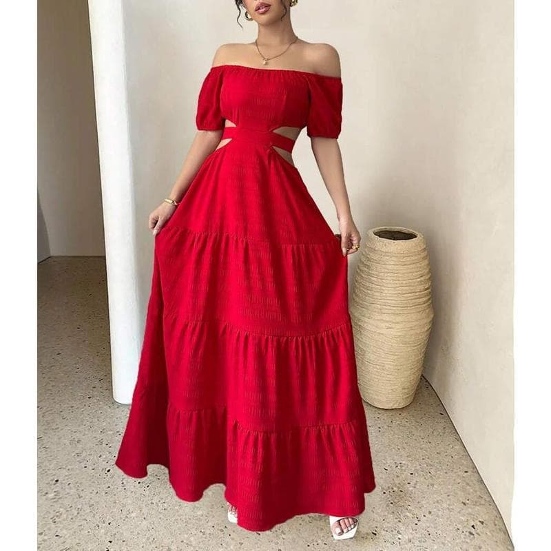 Casual Vacation Off-Shoulder Bow Back Dress