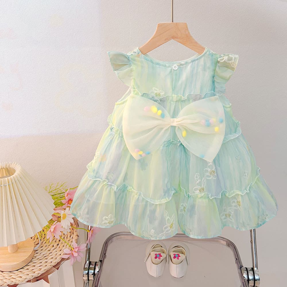 Live supply of 2026 new summer baby girl sweet princess dress children's bow fashion dress summer dress