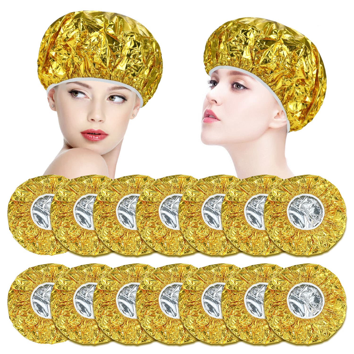 Factory Supply Gold Foil Shower Cap for Highlighting, Dyeing, and Hair Treatment, Baking Cap, Gold Foil Tin Foil Cap for Drying, Hair Dye and Perm Care