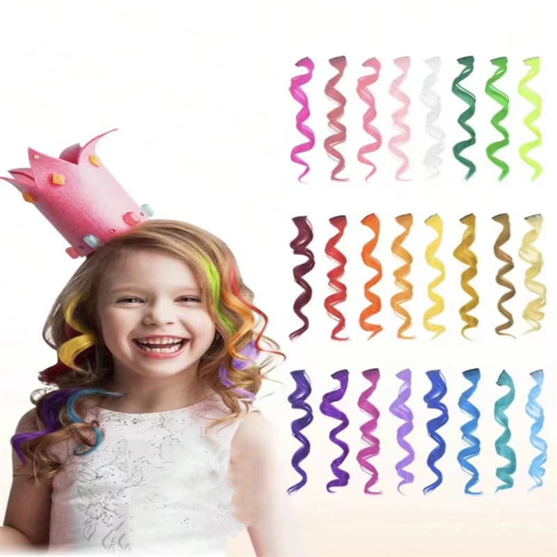 Cross-border Trade Colorful Curly Wig Hair Clips Synthetic Fiber Hair Extensions Multi-color In Stock