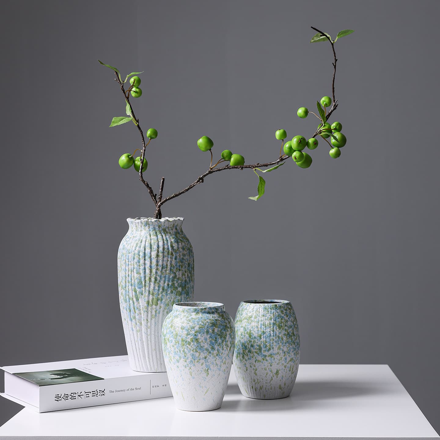 New Chinese Style Ceramic Vase Decoration, Wabi-Sabi Aesthetic, Premium Hydroponic Fresh Flower and Dried Flower Vase, Table and Living Room Decor