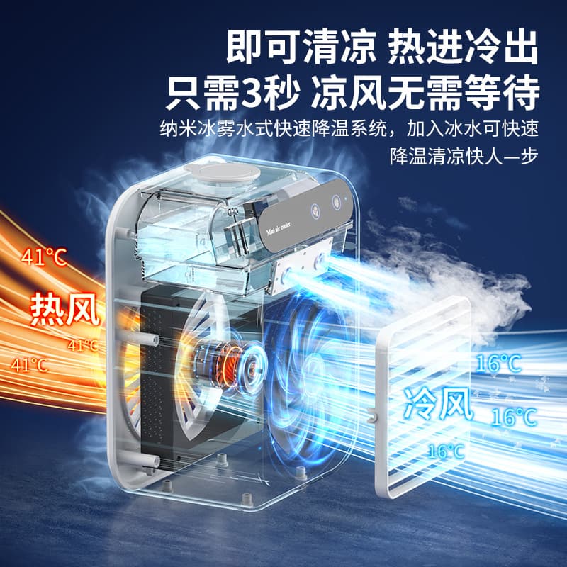Cross-border household small air conditioning fan portable refrigeration fan mini humidification spray cooler desktop electric fan