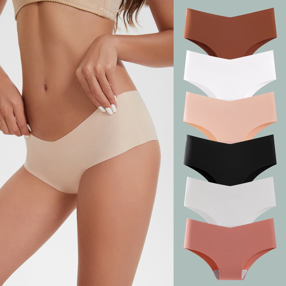 Seamless Ice Silk Nylon Women's Underwear European Style Triangle Panties Breathable Quick Dry Antibacterial Mid Waist Briefs