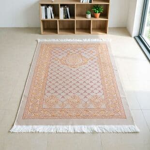 Cool Elastic Silk Jacquard Prayer Mat, Foldable Storage Prayer Mat, Middle Eastern Style Prayer Mat with Tassels