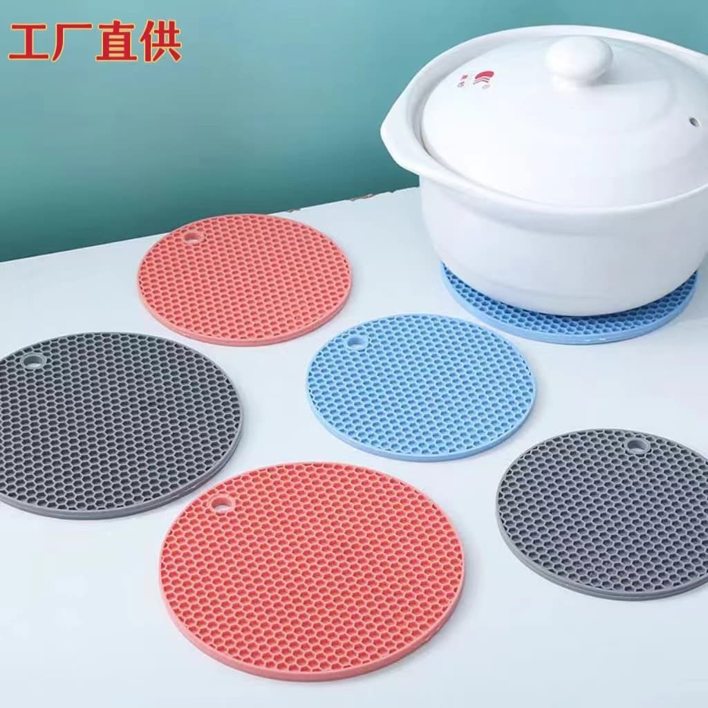 Factory Wholesale Round Silicone Honeycomb Heat Insulation Pad Anti-Scald Coaster Table Mat Casserole Mat High Temperature Resistant Honeycomb Mat