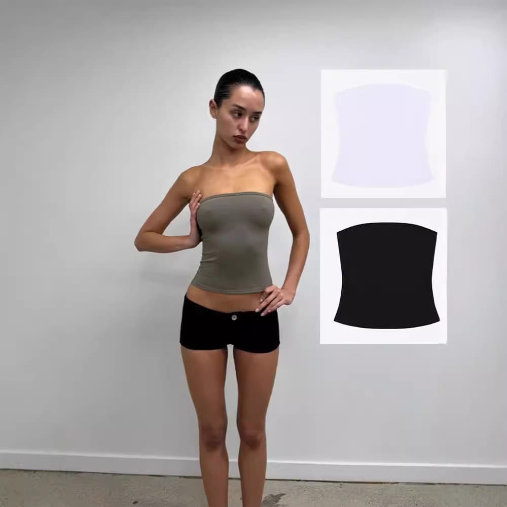 Sporty Sexy Bandeau Top Tankair Pure Desire Elastic Wrap Chest Vest Bottom Layer for Holiday Fitness Mixed Fabric Chinese Origin