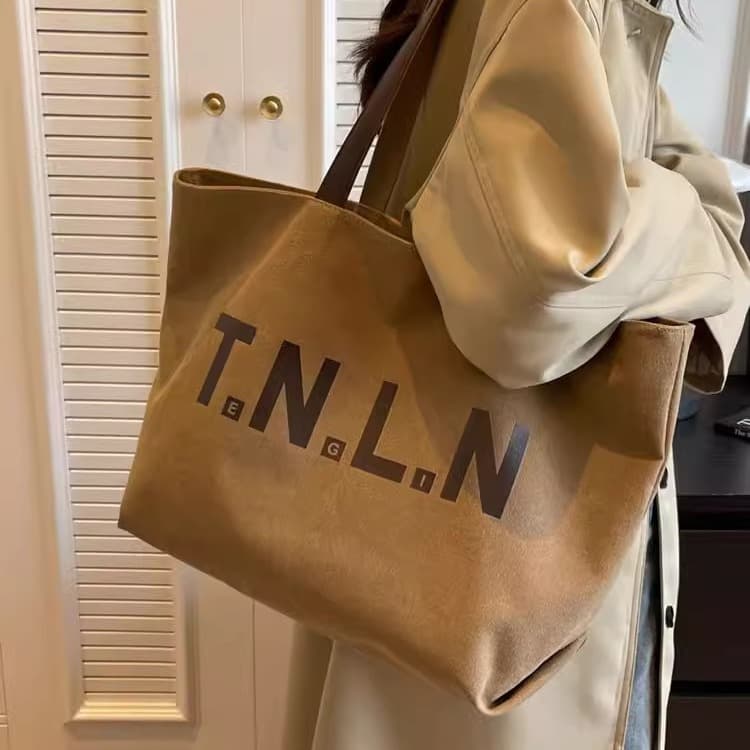 Large Canvas Shoulder Bag for Women, Fashionable and Versatile Handbag for Students, Commuting, and Tutoring, Ins Korean Mom Bag