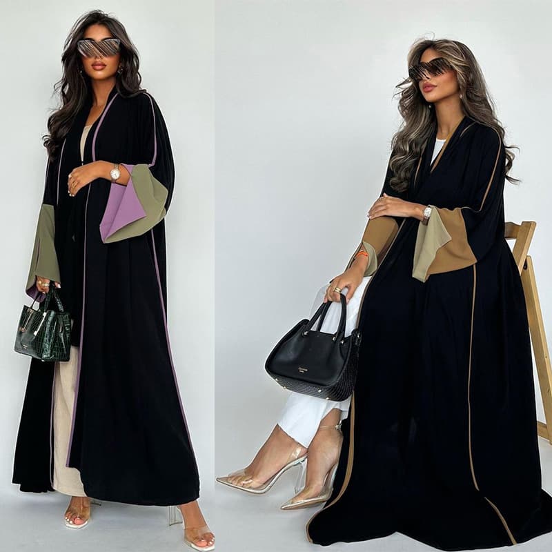 MQ139 Amazon Cardigan Summer Elegant Long Dress Fashion Patchwork Large Sleeves